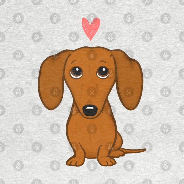 Dachshund Valentine | Cute Wiener Dog with Heart by Coffee Squirrel